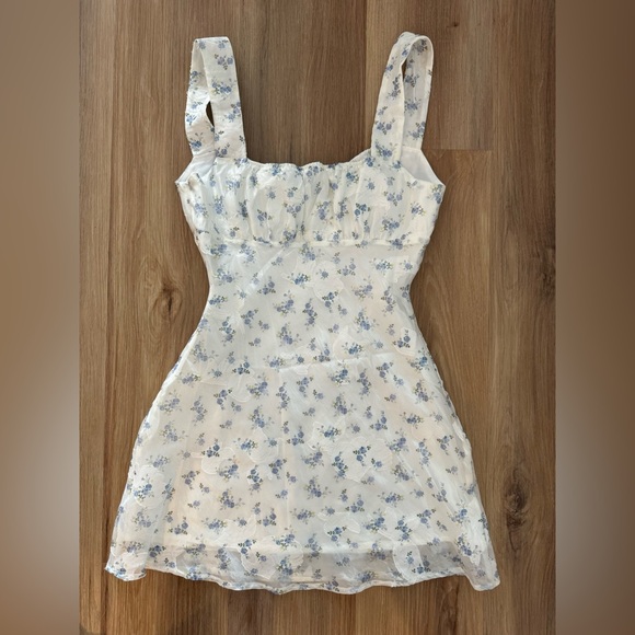 NWT New Princess Polly Tullock Mini Sheer Dress Blue White Floral Women Size 4 - Picture 12 of 14